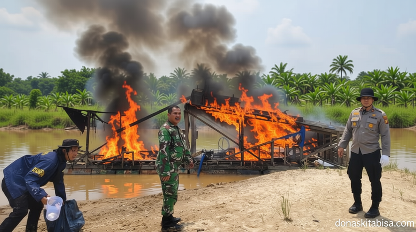 Meeting Results: Kolaborasi Polisi dan TNI Respons Laporan Warga soal PETI, 12 Rakit Dibakar