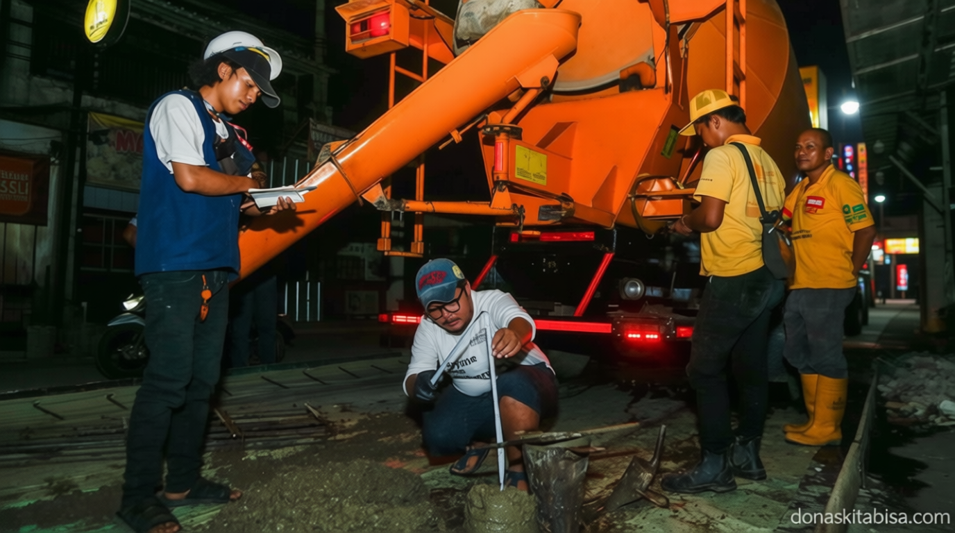 Gotong Royong Warga Tambun Bekasi Cor Jalan Rusak