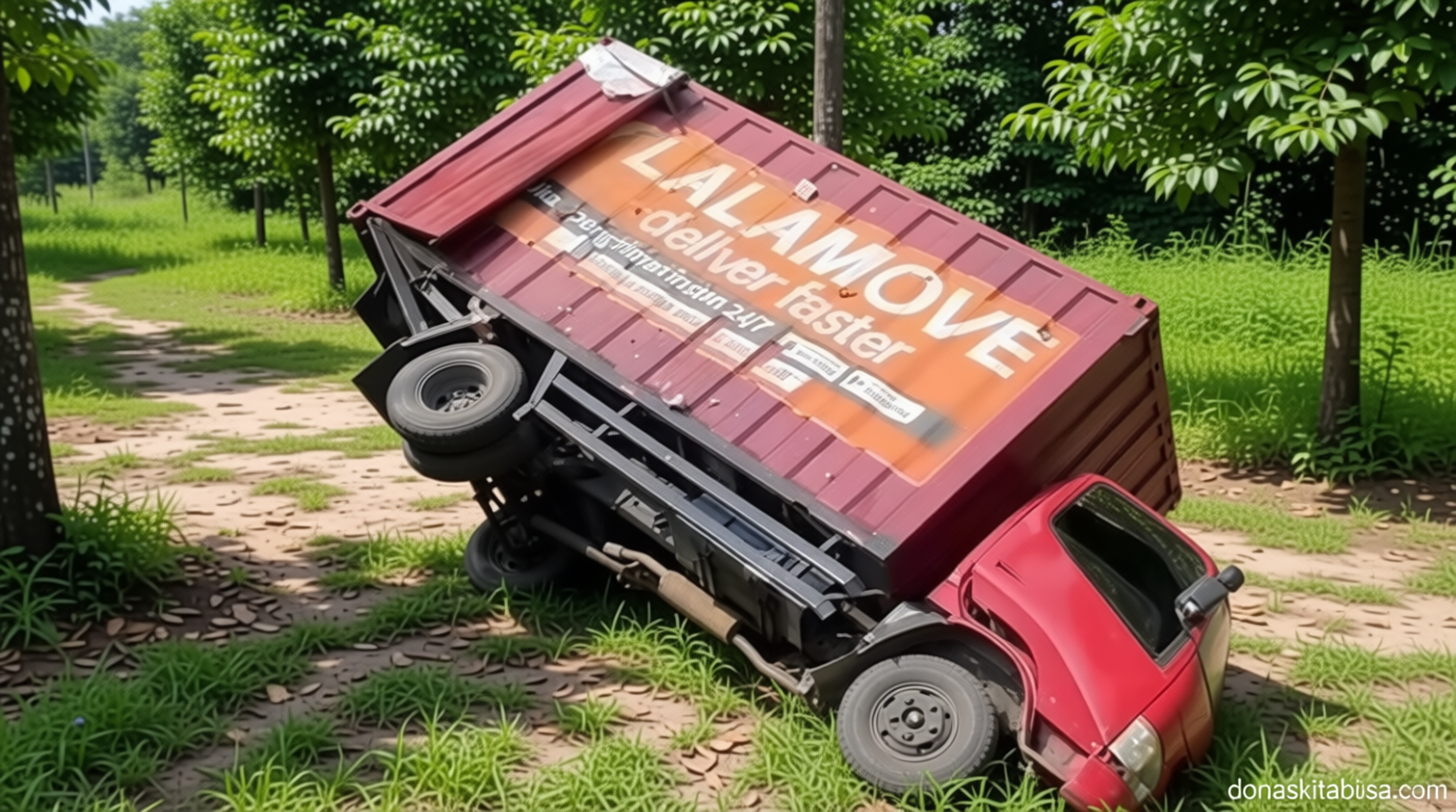 Tali Gas Putus Saat Menanjak – Truk di Bogor Mundur hingga Nyebur ke Sungai