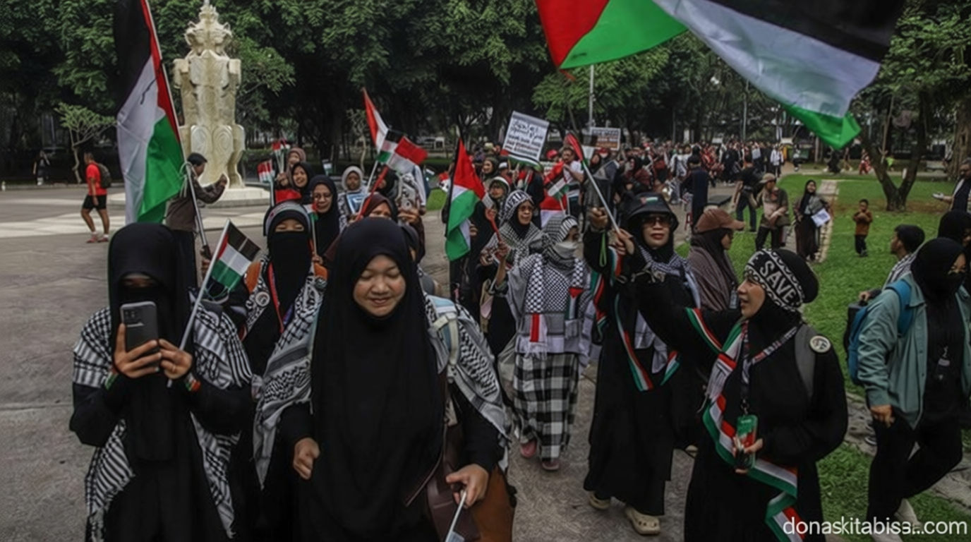 Ribuan Massa Long March Bela Palestina di Jakarta