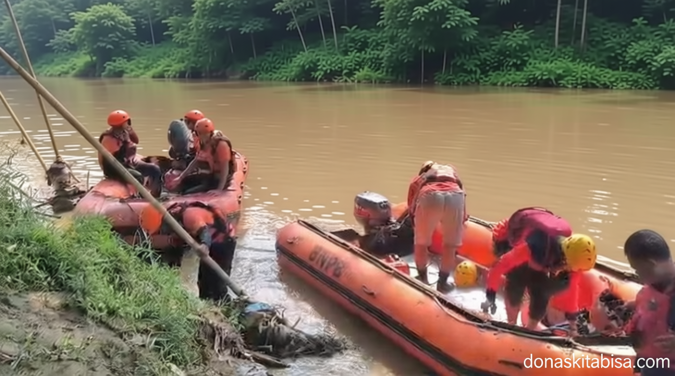 Facing Challenges: Balita di Lebak Hilang Terseret Arus Sungai Cisimeut, Tim SAR Turun Tangan